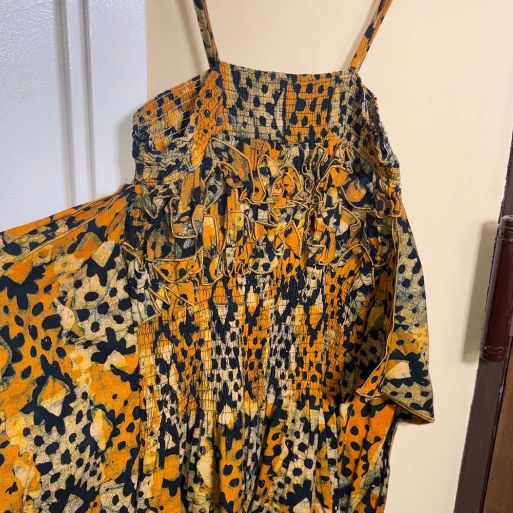 Yellow & Black Smocked Print Custom African Sundress
